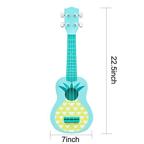 YOLOPLUS+ Kids Ukulele Guitar Toy Simulation 4 Strings Children Musical Instruments Educational Learning for Toddler Beginner Keep Tone Anti-Impact (21 Inch Pineapple) - Thumbnail 4