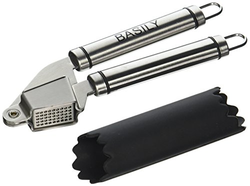 image for Basily Garlic Press - Garlic Peeler Premium Stainless Steel Grade - Si