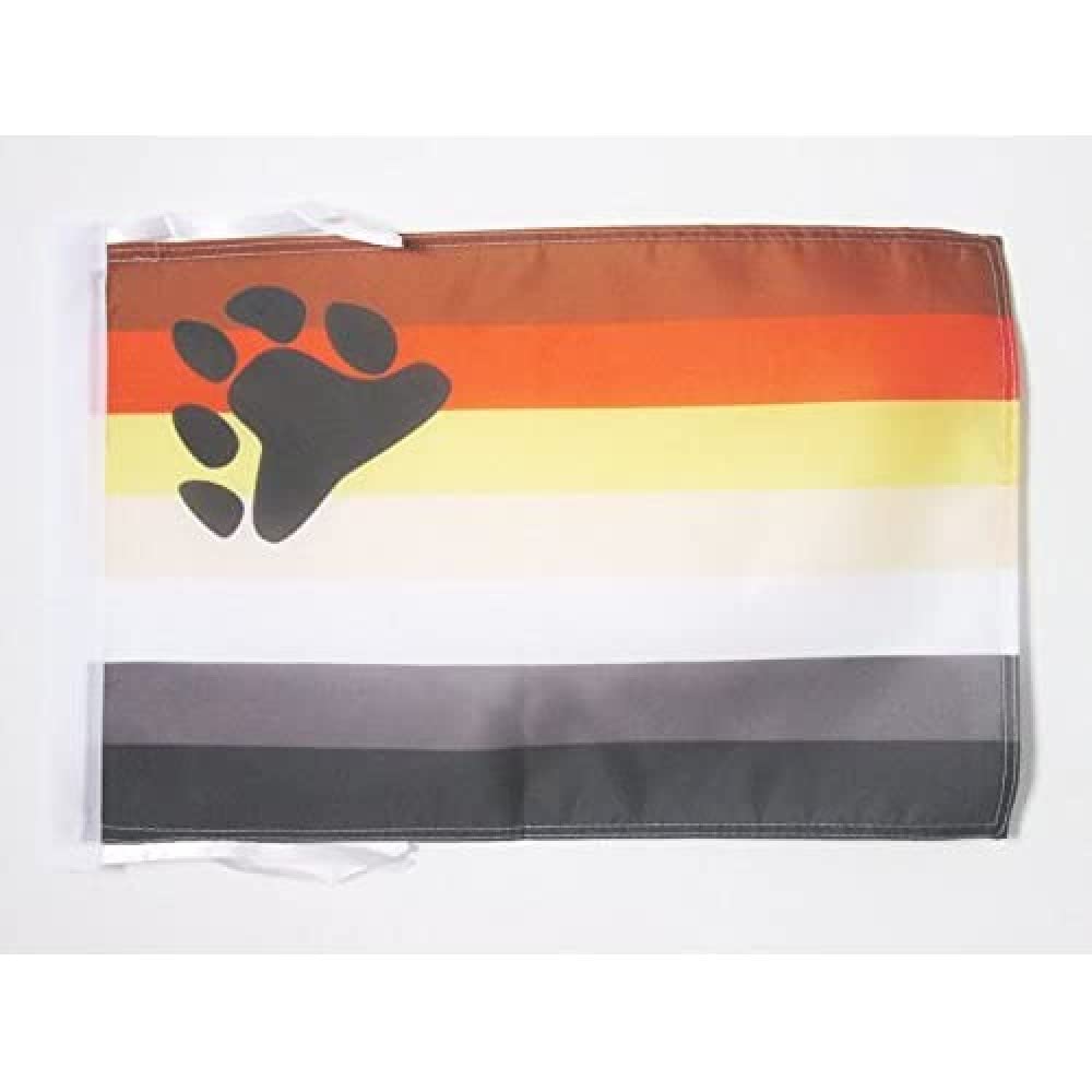 AZ FLAG - Gay Pride Bear Flag - 18'' x 12'' - 100% Polyester Rainbow Small Banner with Two Cords - Fade Resistant - Vivid Colors - 18x12 in - 45x30 Cm — image 1
