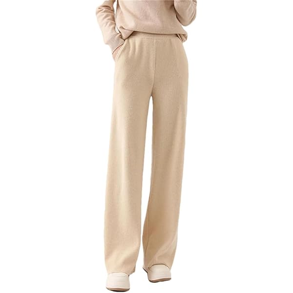 Amazon.com: Women's Pant - Merino Wool Knitting Wide Leg Pants for