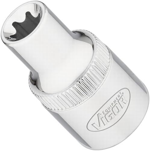 ViGOR V2730N Torx Socket Spanner Insert E10 Spanner 1/2 Inch (12.5 mm) Square Drive E Profile 38 mm Length Tool for Precise Work