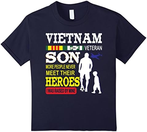 Kids Vietnam Veteran Son I Married Mine Costume Veteran T-Shirt 12 Navy