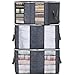 Lifewit Clothes Storage Bag 2 Divided Sections Sturdy Handle Upgrade Fabric for Clothes, Blankets, Comforters, Foldable Closet Organizer Grey, 3 Pack