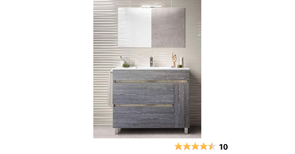 PDM Mueble DE BAÑO DE DISEÑO con Lavabo Y Espejo Gris Ceniza ...