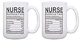 Funny Gifts for Nurses Nurse Nutritional Facts Nurse Gifts Funny Nurse Practitioner 2 Pack Gift 15-oz Coffee Mugs Tea Cups 15oz White