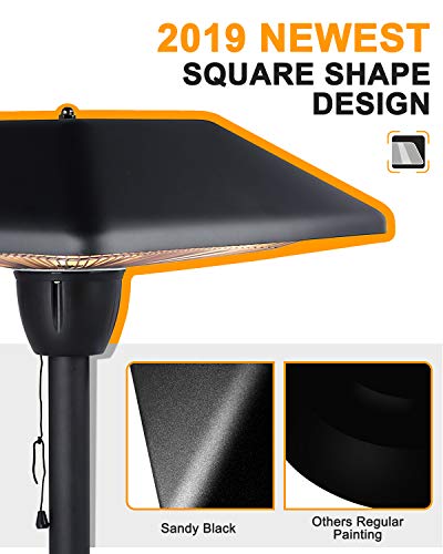 Star Patio Electric Patio Heater, Infrared Heaters, Tabletop Heater, Electric Outdoor Heaters, Portable Heater, Outdoor Space Heater, Classic Sandy Black, 1500W, STP1566-DT