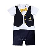 EFINNY Baby Boy Suit Romper Tie Print Jumpsuit Bodysuit Clothes Overalls Outfits