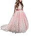 WDE Princess Coral Pink Long Girls Pageant Dresses Kids Prom, Coral Pink, Size 6