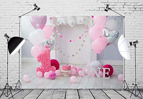 Beleco 7x5ft Cake Smash Backdrop First Birthday Decor Baby Girl 1st ay Photography Backdrop For Party Decorations Photoshoot Photo Background Props