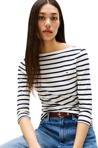 Camiseta de Manga Larga Mujer New Cody Slim Cuello Barco, Multicolor (Breton/ECU/Dark Night Navy), M