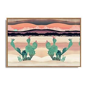 Nordic Cactus And Sunset - Framed Canvas