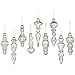 glasburg Mercury Glass Christmas Drop Finial Ornaments Antique Silver(9 Ornaments)