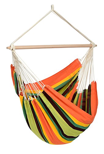AMAZONAS - XXL Hängesessel Brasil Gigante | Hängesessel ohne Gestell mit großer Sitzfläche, handgefertigt in Brasilien | Belastbar bis 200 kg; Sitzfläche 2m x 1,4m; Stablänge 1,4m | Farbe: Esmeralda