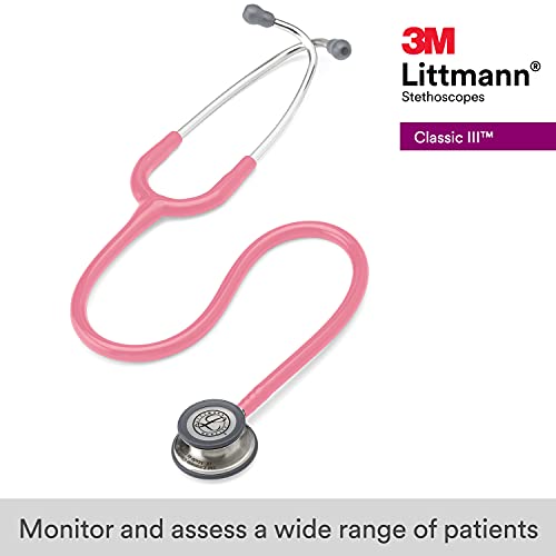 estetoscopio de monitorización 3m littmann classic iii, tubo rosa perla, 27 pulgadas, 5633