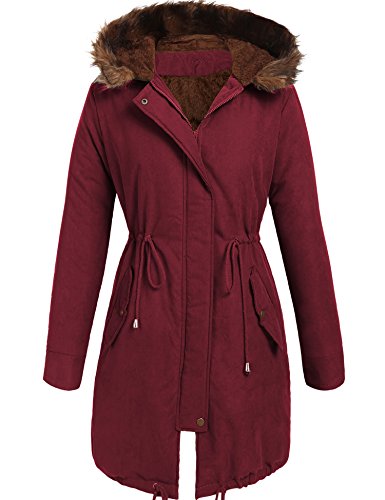 Beyove Women Winter Warm Hoodie Faux Fur Lined Down Parka Outdoor Long Jacket Coats