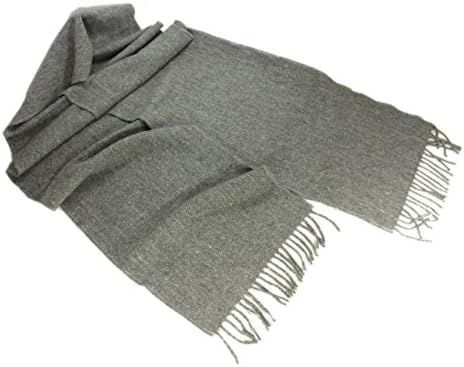 Soft Merino Wool Scarf Grey Stripe 75" x 10"