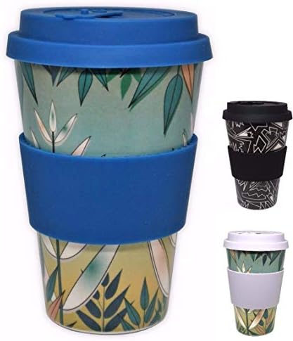 Reusable Bamboo Coffee Travel Cup 400ml/14oz Eco-Friendly Made from Natural Organic Fibres by Qitex (Nightfall)