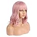 eNilecor Pink Wig, Short Colorful Synthetic Curly Pastel Wigs with Air Bangs for Women(14