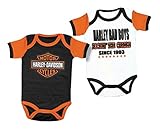 HARLEY-DAVIDSON Baby Boys' Cradle Creeper Set, 2 Pack, White/Black 3050551