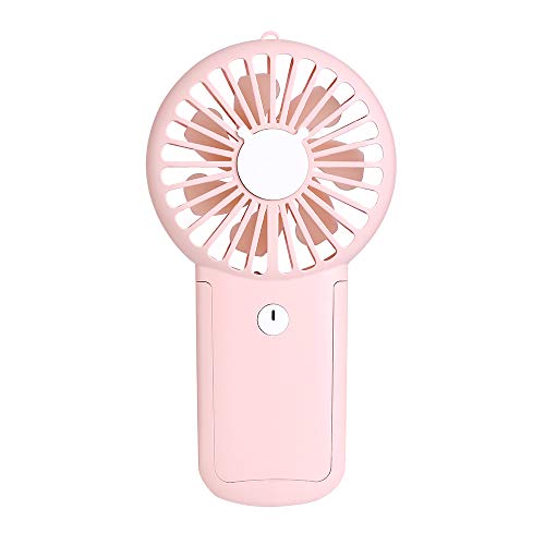 Aluan Handheld Fan Mini Portable Fan Powerful Small Personal Fans Speed Adjustable Rechargeable Battery Operated Eyelash Fan for Kids Woman Man Indoor Outdoor Travel Cooling with Lanyard, Pink - Thumbnail 6