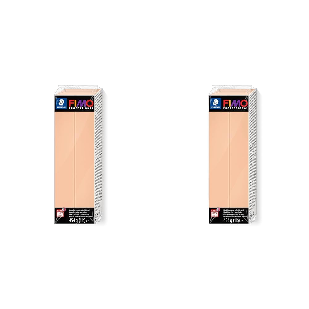 STAEDTLER 8041-435 FIMO Professional Oven-Hardening Polymer Modelling Clay - Cameo (1 x 454g Block) (Pack of 2)