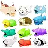 Dolloress ⭐12PCS(Dog + Crocodile + Shark + Turtle + Cat + Hippo + Panda + Rat + Chameleon + He For Iphone Cable Bite Cord Data Line Animal Phone Accessory Protects Cute Cell Phone Accessories (12 PCS)