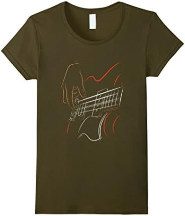 Women's Active Bass Guitar Rock Music T-shirt Graphic Guitar Player Medium Olive