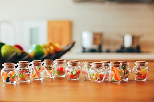 JingleBells Mini Diamond Glass Jar with Cork Lid,Pack of 12