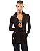 PattyBoutik Women's Collar Pockets Casual Zip Jacket (Black S)