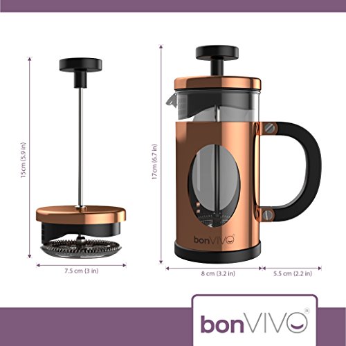 bonVIVO GAZETARO I French Press Coffee Maker, Stainless Steel Cafetiere With Glass Jug, Coffee