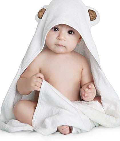 Bamboo Hooded Baby Towel-Newborns+Infant (Brown Ears White Towel)