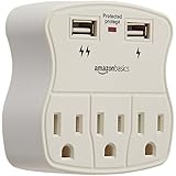 AmazonBasics 3-Outlet Surge Protector with 2 USB Ports