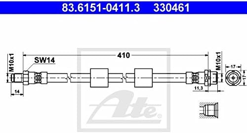 ATE Germany Manufactured BMW E39 5 Series Front Flexible Brake Hose/Pipe ATE 34301165249