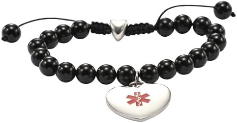 Beaded Pull Style - Midnight - Medical ID Bracelet (Free Engraving)