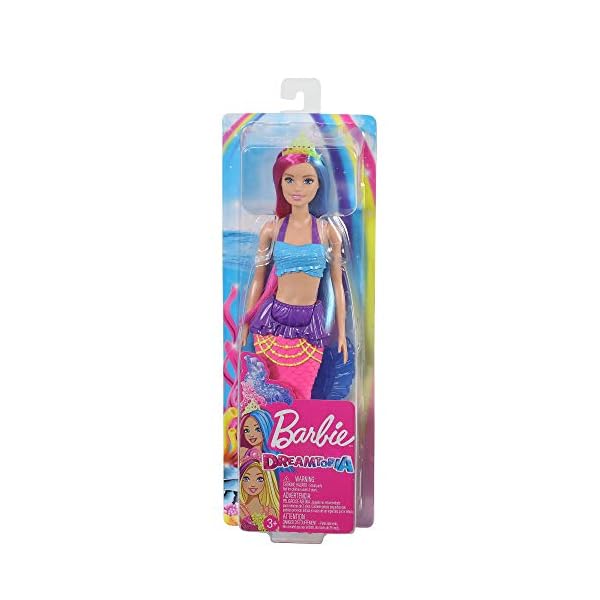 Barbie-GJK08-Dreamtopia-Surprise-Mermaid-Doll Barbie Dreamtopia Mermaid Doll, 12-Inch, Pink and Blue Hair, with Tiara, Gift for 3 to 7 Year Olds - GJK08
