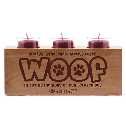 LifeSong Milestones Personalized Pet Memorial sympathy candle holder custom engraved pet bereavement loss home decoration cherry wood for for beloved pet 10
