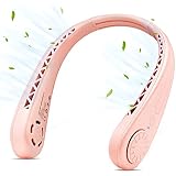 Bladeless Neck Fan,Neck Fan, Portable Fan Rechargeable Personal Fan, 360° Adjustable Ultra-quiet Neck Cooler, 3 Speeds Change Wearable USB Fan for Office, Travel, Outdoor (pink)