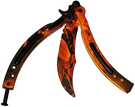 alihua Trainer Curved Practice Training and Training Special Knife, CSGO Comb Unsharpened Blade (Fire), Set