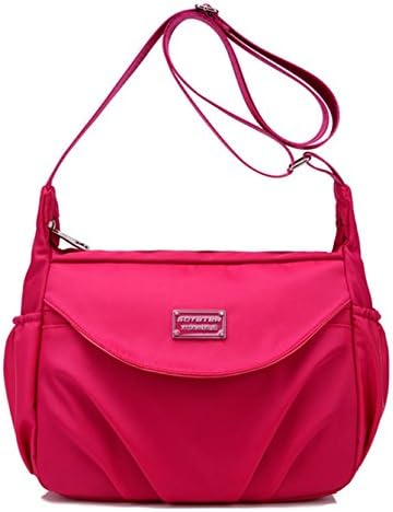 Kecartu Women's Casual Water-resistant Nylon Top Zip Crossbody Bag Lightweight Multi Pockets Shoulder Bag Rose