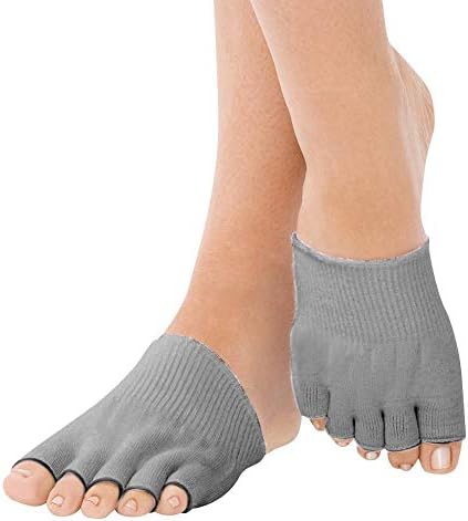 DevsWearGel Lined Compression Toe Separator Socks - Toes Separators Socks Spacer Dry Forefoot Cracked Skin Moisturizing Protector Sock (1 Pair Gray)