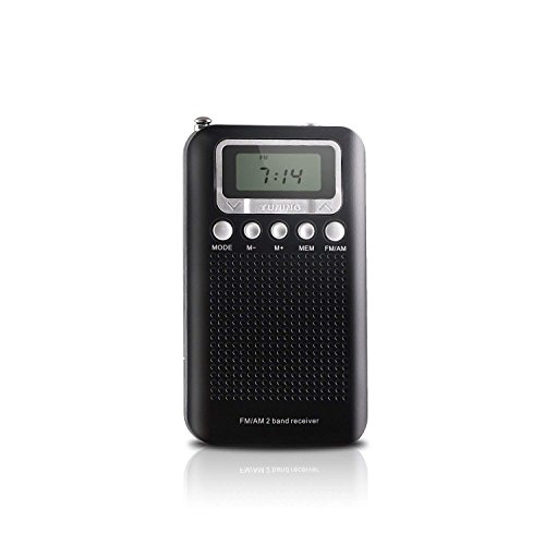 AM FM Portable Pocket Transistor Radio, Battery Operated Digital Alarm Clock Radio with 3.5mm Headphone Jack