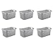 Sterilite 6-Pack Weave Laundry Basket, Rectangle Plastic Clothes Hamper w/ Handles, Gray