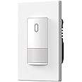 ELEGRP Matte White Single Pole Occupancy Motion Sensor Light Switch, Need Neutral Wire, 120° Sensor Coverage PIR Infrared Motion Activated, for CFL/LED/MLV/INC/HAL/Fan, UL,1 Pack