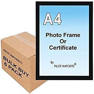 Pilot ImportsA4 Plain Silver and Black Photo Picture Certificate Frame Wall (Black (Box of 6))