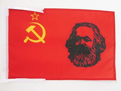 AZ FLAG, USSR with Marx Flag, 18'' x 12'', 100% Polyester Marxism Small Banner with Two Cords, Fade Resistant, Vivid Colors