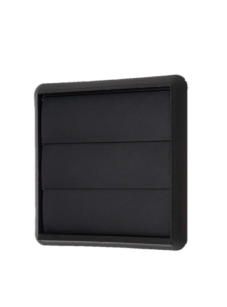 Black Gravity Grille 100mm / 4" External Exterior Ducting Air Vent Round Spigot & Shutters