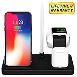 SODYSNAY Wireless Charger, 4 in 1 Wireless Charging Dock for Apple Watch and Airpods, Charging Station for Multiple Devices, Qi Fast Wireless Charging Stand Compatible iPhone X/XS/XR/Xs Max/8/8 Plus.