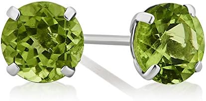 Genuine Peridot Stud Earring in 10K White Gold