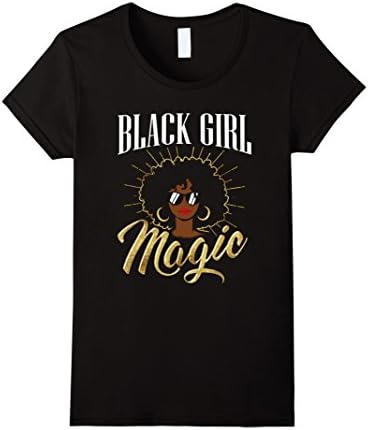 Womens Black Girl Magic Shirt Gold Boss Afro African Melanin Queen Large Black