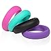 Swagmat Women’s Silicone Wedding Ring Bands – 4 Ring Pack – Black, Pink, Purple, Turquoise - 5.5 mm Width - 2 mm Thickness
